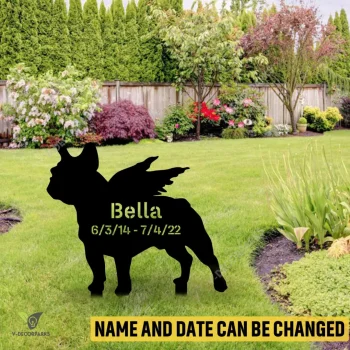 Custom Memorial French Bulldog Metal Garden Decoration, French Bulldog, Frenchies Monogram Accent