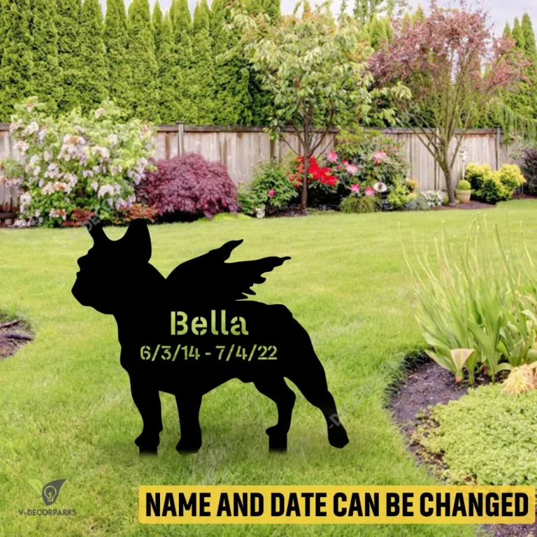 Custom Memorial French Bulldog Metal Garden Decoration, French Bulldog, Frenchies Monogram Accent