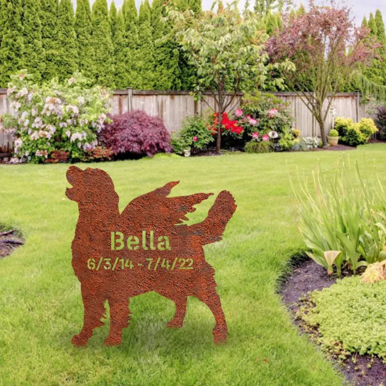 Customized Memorial Golden Retriever Dog Rusty Metal Garden Art, Golden Retriever Modern Stake