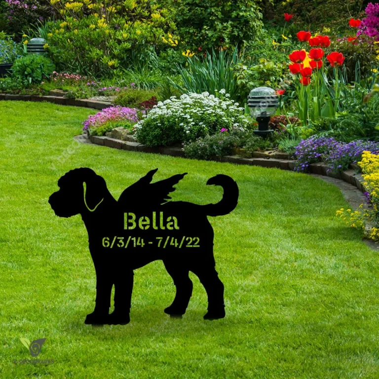 Custom Memorial Goldendoodle Dog Metal Garden Sign, Goldendoodle Home Artwork