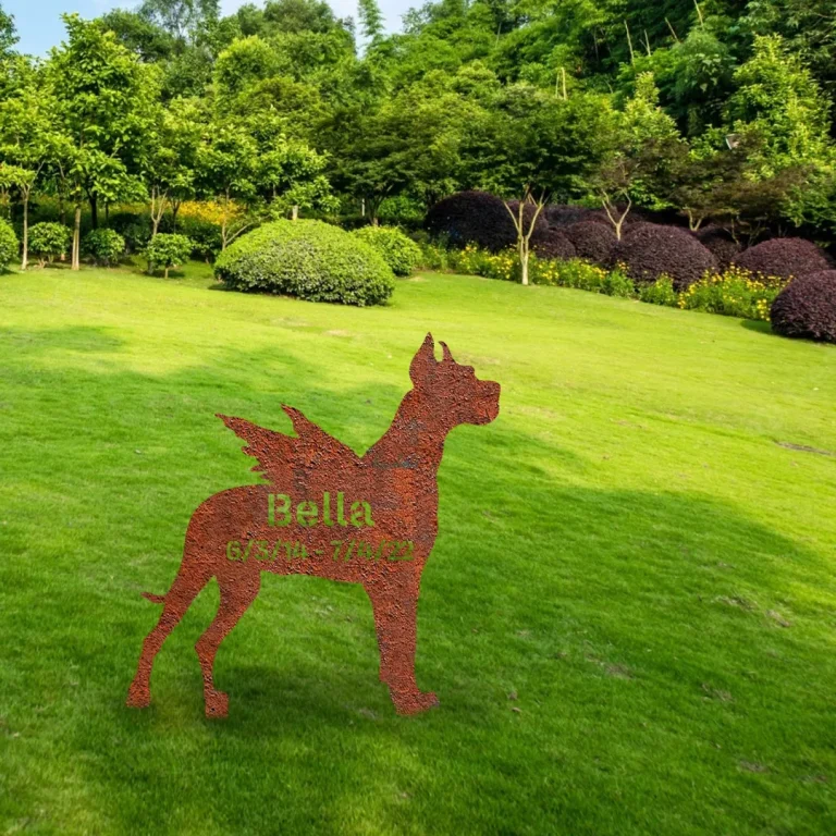 Personalized Memorial Great Dane Dog Rusted Metal Garden Decoration, Great Dane Home Artwork