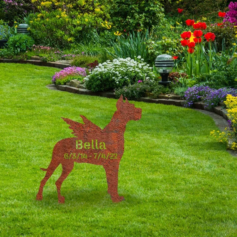Personalized Memorial Great Dane Dog Rusted Metal Garden Decoration, Great Dane Home Artwork
