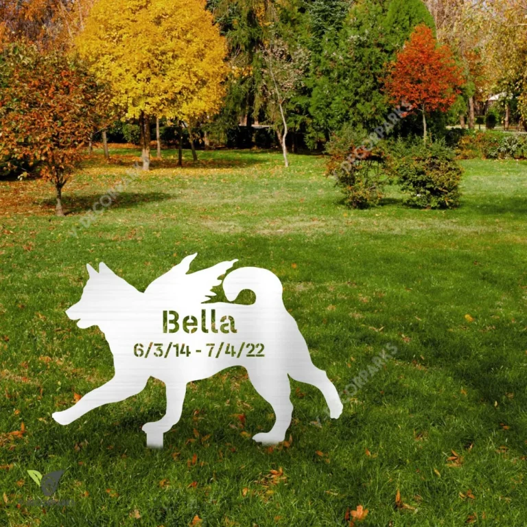 Customized Memorial Siberian Husky Dog Metal Garden Decor, Siberian Husky Outdoor Accent