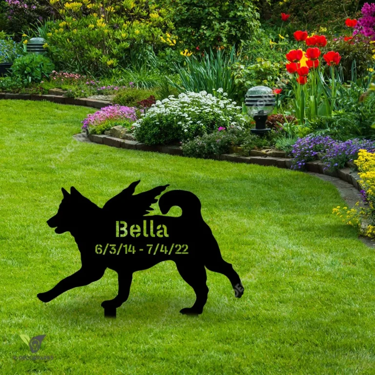 Customized Memorial Siberian Husky Dog Metal Garden Decor, Siberian Husky Outdoor Accent