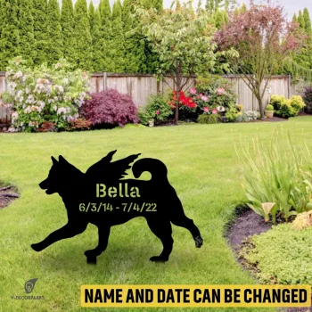Customized Memorial Siberian Husky Dog Metal Garden Decor, Siberian Husky Outdoor Accent
