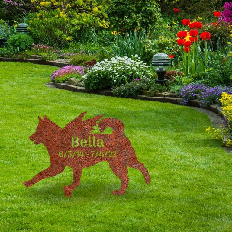 Customized Memorial Siberian Husky Dog Rustic Metal Garden Decor, Siberian Husky Pet Yard Sign