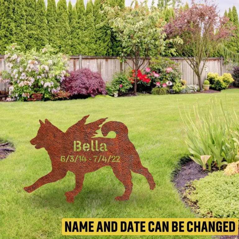 Customized Memorial Siberian Husky Dog Rustic Metal Garden Decor, Siberian Husky Pet Yard Sign