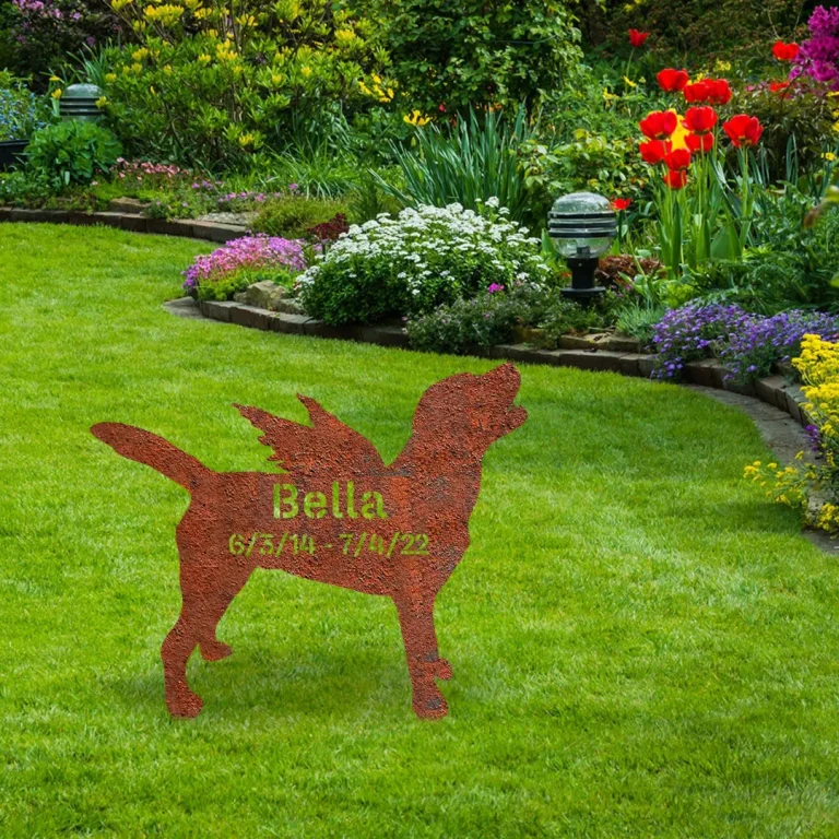 Custom Memorial Labrador Retriever Dog Rusty Metal Garden Art, Labrador Retriever Outdoor Accent