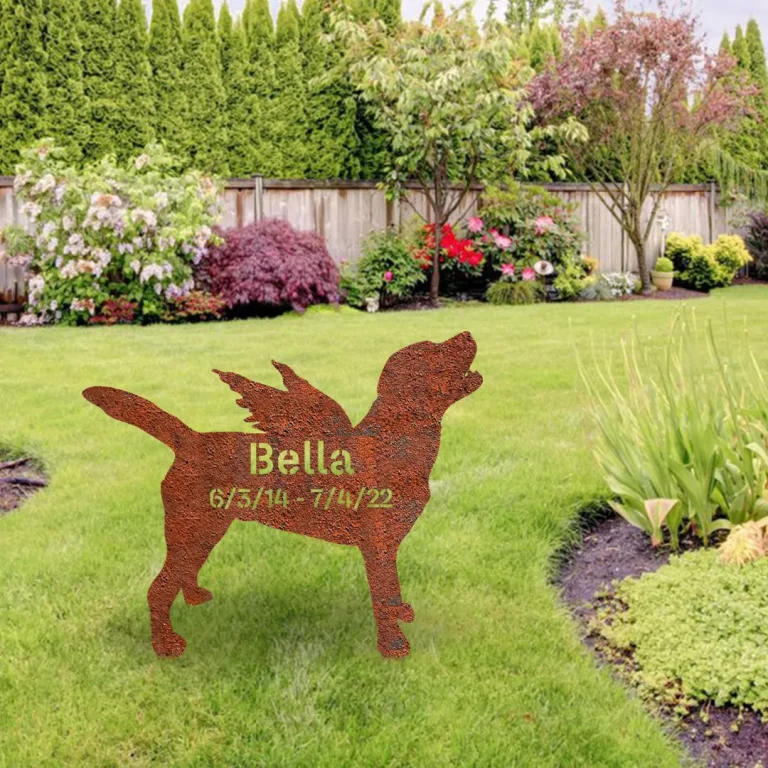 Custom Memorial Labrador Retriever Dog Rusty Metal Garden Art, Labrador Retriever Outdoor Accent