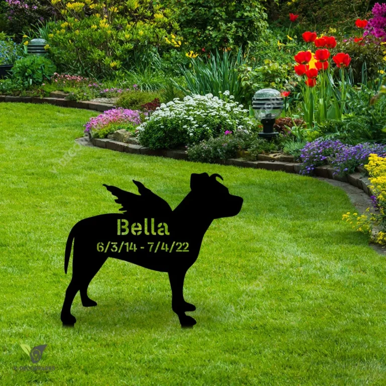 Personalized Memorial American Pit Bull Dog Metal Garden Sign, Staffordshire Bull Terrier Exterior Stake