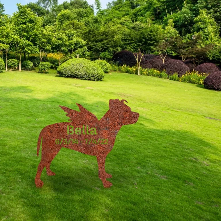 Personalized Memorial American Pit Bull Dog Rusted Metal Garden Sign, Staffordshire Bull Terrier House Stake