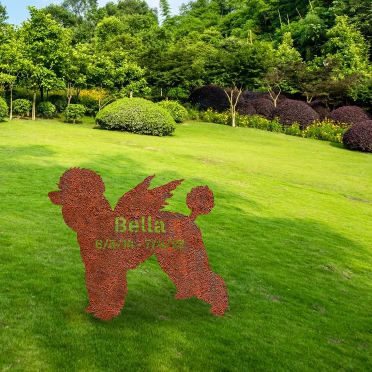 Customized Memorial Standard Poodle Dog Rusted Metal Garden Decoration, Standard Poodle Exterior Stake