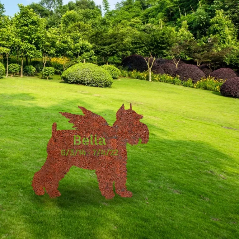 Personalized Memorial Miniature Schnauzer Dog Rusty Metal Garden Art, Miniature, Standard Schanauzer Outer Stake
