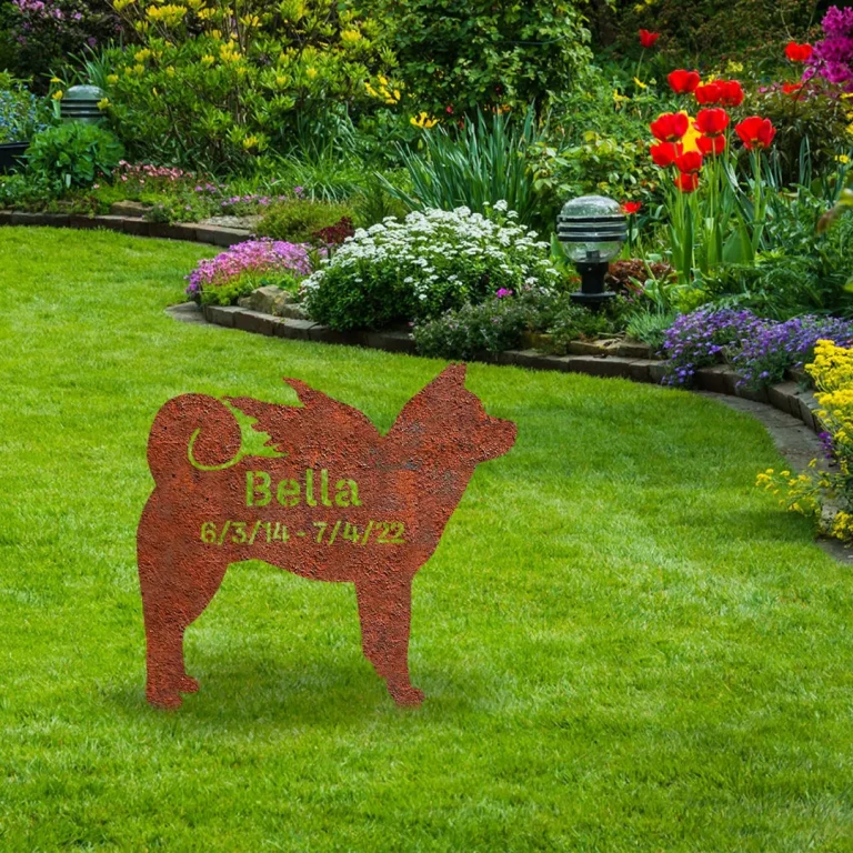 Customized Memorial Shiba Inu Dog Rustic Metal Garden Sign, Shiba Inu Puppy Plasma Patio Accent