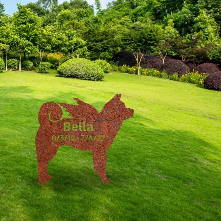 Customized Memorial Shiba Inu Dog Rustic Metal Garden Sign, Shiba Inu Puppy Plasma Patio Accent