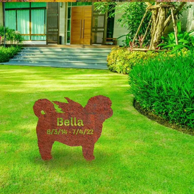 Custom Memorial Shih Tzu Dog Rusted Metal Garden Decoration, Shih Tzu Patio Accent