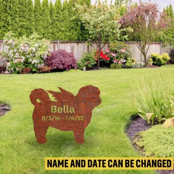 Custom Memorial Shih Tzu Dog Rusted Metal Garden Decoration, Shih Tzu Patio Accent