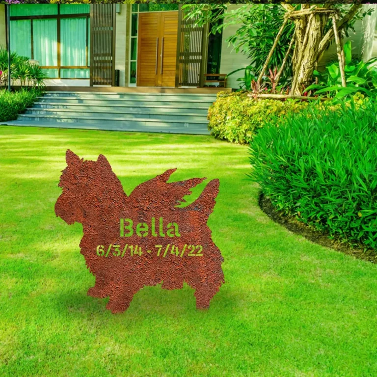 Personalized Memorial Yorkshire Terrier Dog Rusty Metal Garden Decor, Yorkshire Terrier, Yorkies Artwork For Mom
