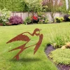 Rusted Swallow Bird Metal Garden Art, Swallow Vintage Stake