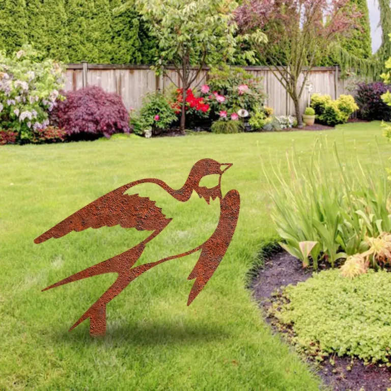 Rusted Swallow Bird Metal Garden Art, Swallow Vintage Stake