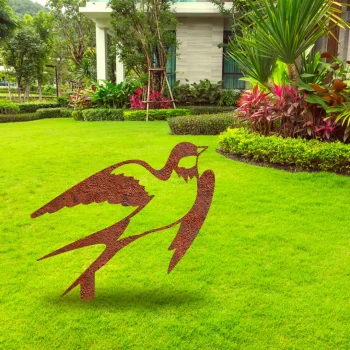 Rusted Swallow Bird Metal Garden Art, Swallow Vintage Stake