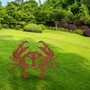 Rusty Crab Metal Garden Sign, Crab Evergreen Stake For Beach House