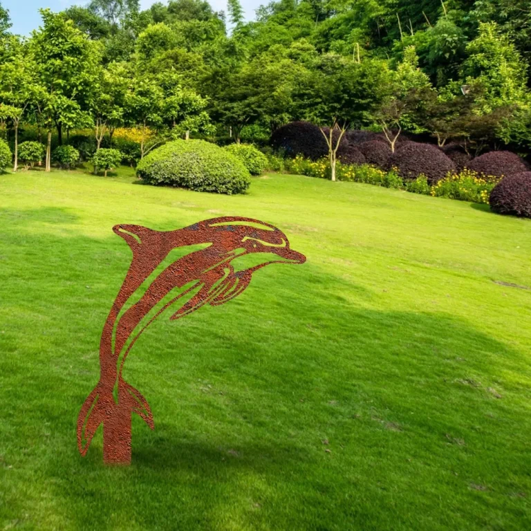 Rustic Dolphin Metal Garden Decor, Dolphin Sea Laser Cut Artwork