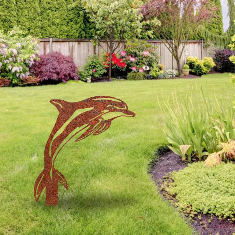 Rustic Dolphin Metal Garden Decor, Dolphin Sea Laser Cut Artwork