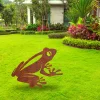 Rusted Frog Metal Garden Sign, Frog Steel Accent