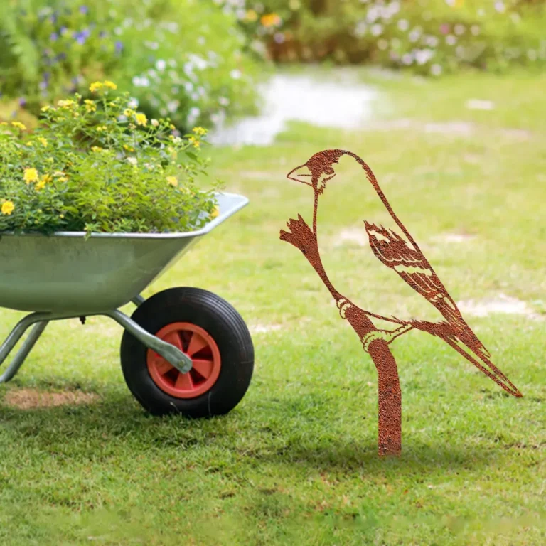 Rustic Goldfinch Bird Metal Garden Decoration, Finch Iron Artwork