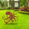 Rusty Octopus Metal Garden Decor, Octopus Outer Accent For Fishermen