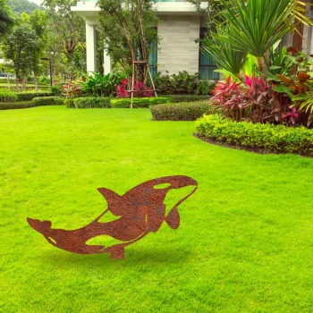 Rusted Orca, Killer Whale Metal Garden Art, Orca, Killer Whale Beach Gift For Him