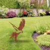 Rustic Macaw Parrot Metal Garden Stake, Macaw Parrot Housewarming Gift For Father