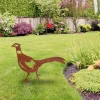 Rustic Running Pheasant Metal Garden Decor, Pheasant Evergreen Farm Accent