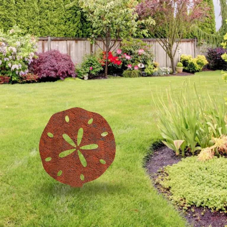 Rustic Sand Dollar Metal Garden Sculpture, Sand Dollar Beach Steel Gift For Wife