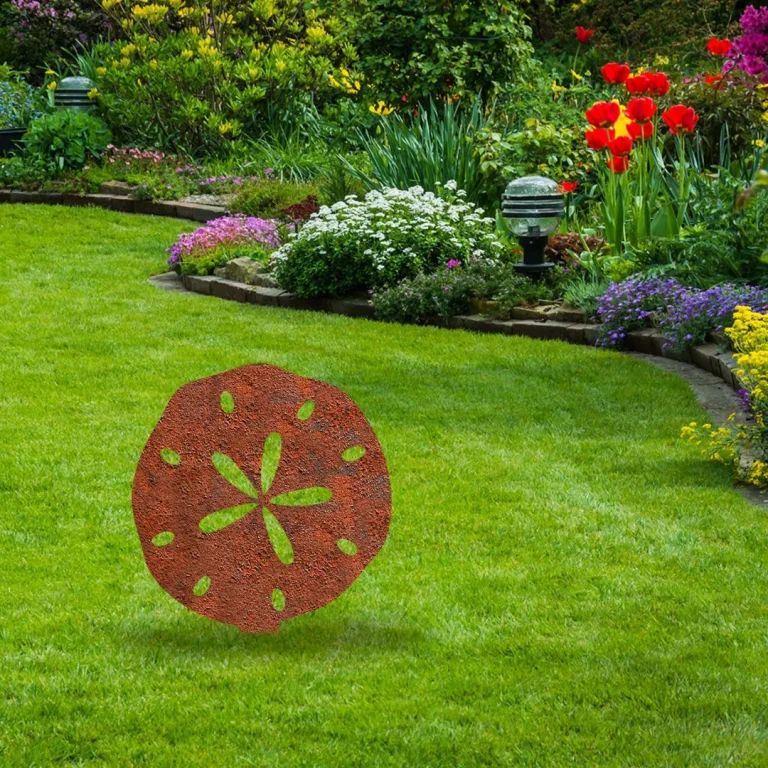 Rustic Sand Dollar Metal Garden Sculpture, Sand Dollar Beach Steel Gift For Wife