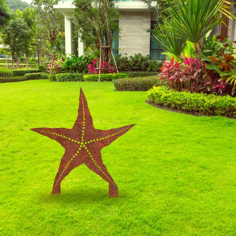 Rusted Starfish Metal Garden Sculpture, Starfish Beach Cutout Sign