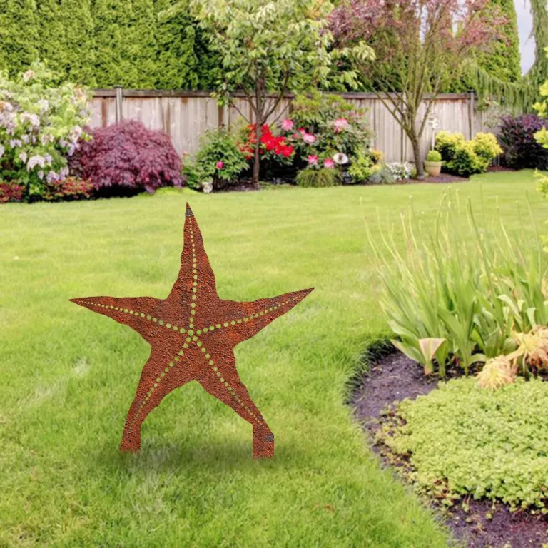 Rusted Starfish Metal Garden Sculpture, Starfish Beach Cutout Sign