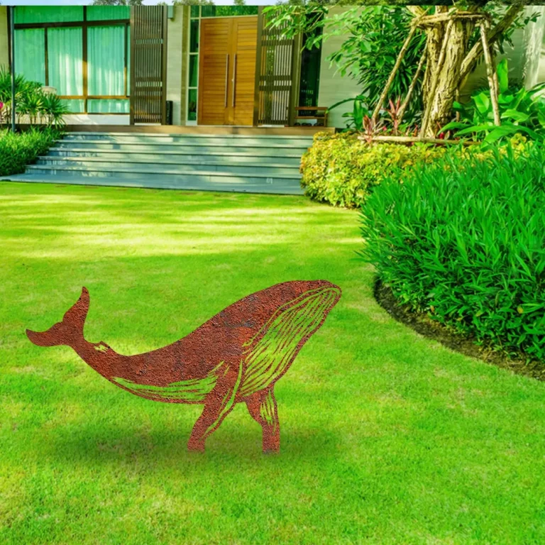 Rustic Whale Metal Garden Stake, Whale Ocean Silhouette Sign