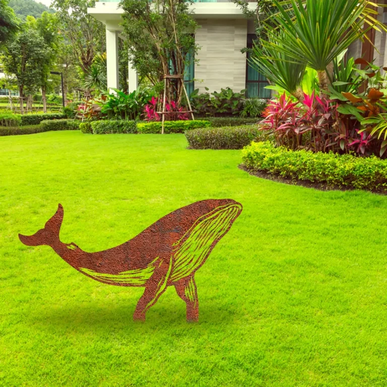 Rustic Whale Metal Garden Stake, Whale Ocean Silhouette Sign