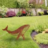 Rustic Whale Metal Garden Stake, Whale Ocean Silhouette Sign