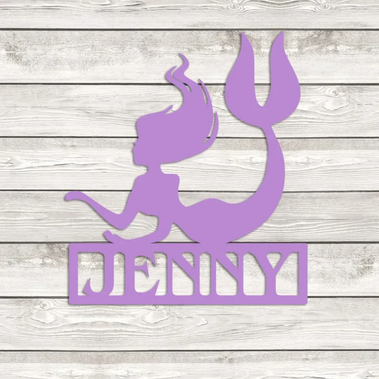 Personalized Violet Mermaid Metal Sign, Violet Mermaid Girl's Room Accent