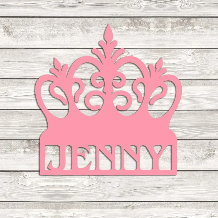 Custom Pink Princess Crown Metal Wall Art, Princess Crown Cutout Plaque For Daughter's Room