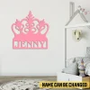 Custom Pink Princess Crown Metal Wall Art, Princess Crown Cutout Plaque For Daughter's Room