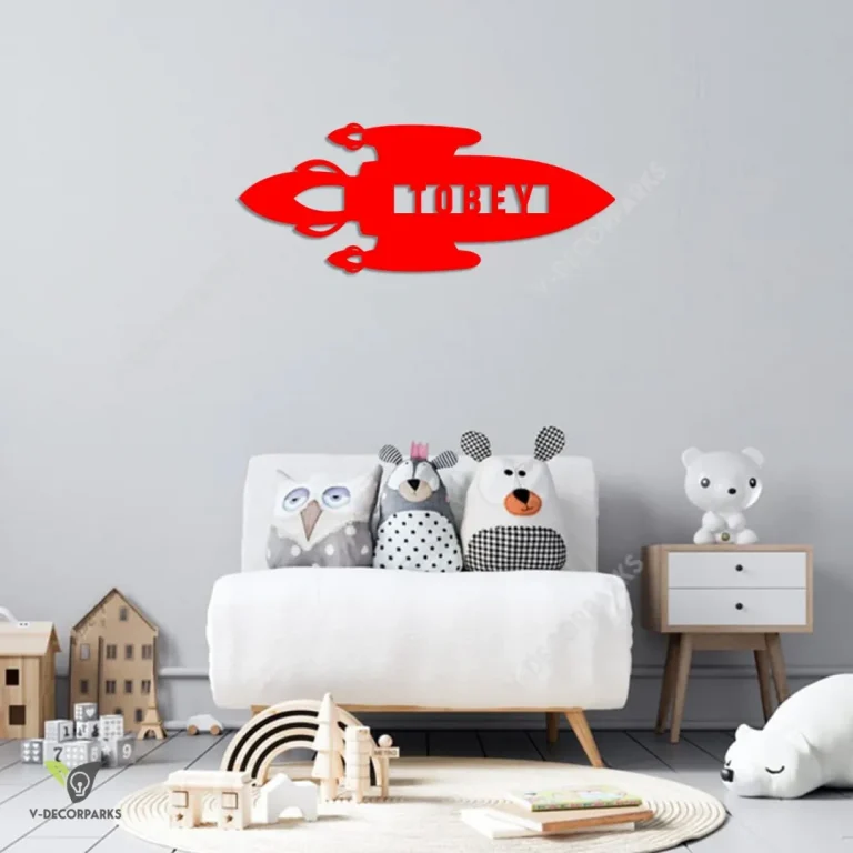 Custom Rocket Metal Sign, Boy's Room Decorative Wall Hanging