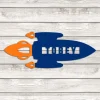 Personalized Rocket Metal Wall Decoration, Rocket Modern Nursery Decor For Son