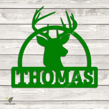 Personalized Buck Head Metal Art, Deer Steel Plaque For Boy's Room