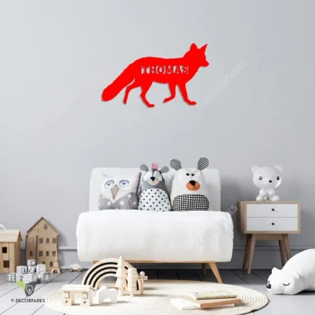 Customized Colorful Fox Metal Wall Art, Fox Iron Artwork For Son