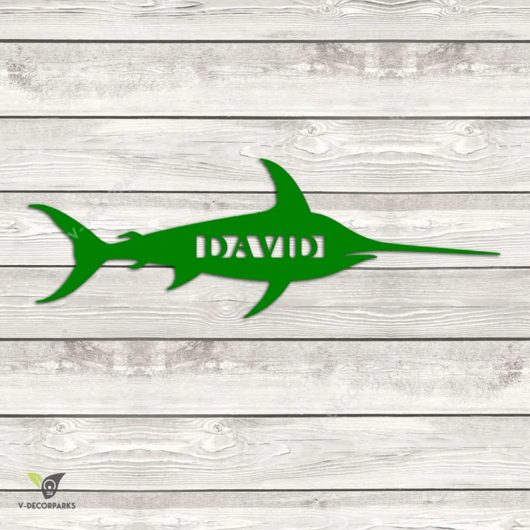 Personalized Swordfish Color Metal Wall Decoration, Swordfish Kids Room Stainless Decor