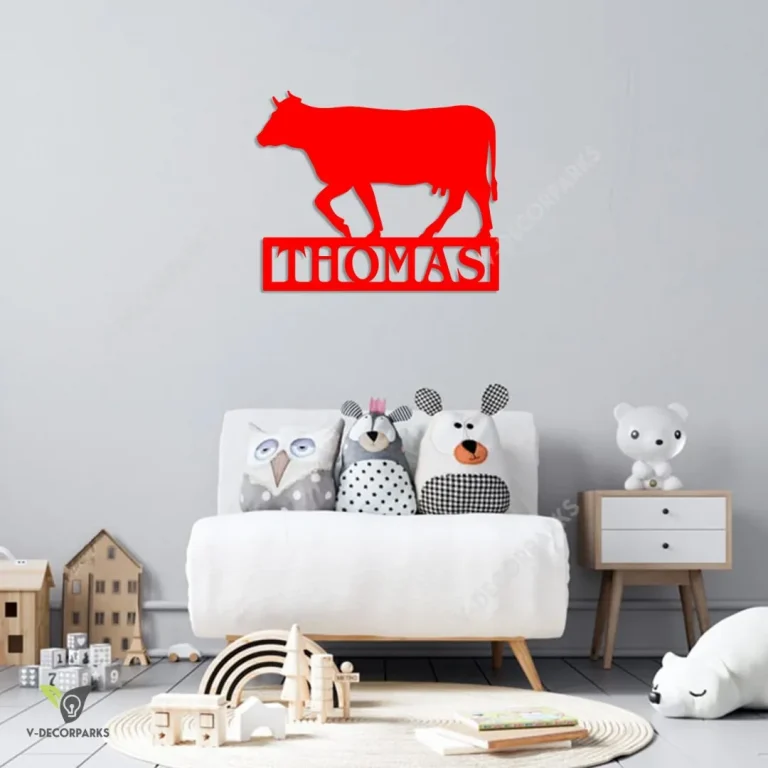 Customized Cow Metal Sign, Cow, Cattle Evergreen Artwork For Kids